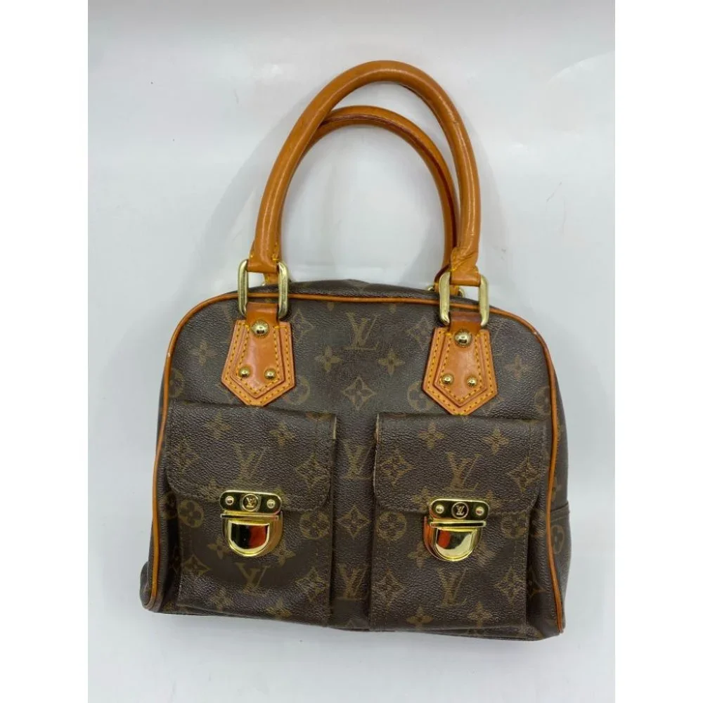 Authentic Louis Vuitton Manhattan PM Brown Tote Handbag w Cert
